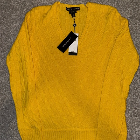 Ralph Lauren Women's Yellow V-Neck Sweater - Picture 2 of 6